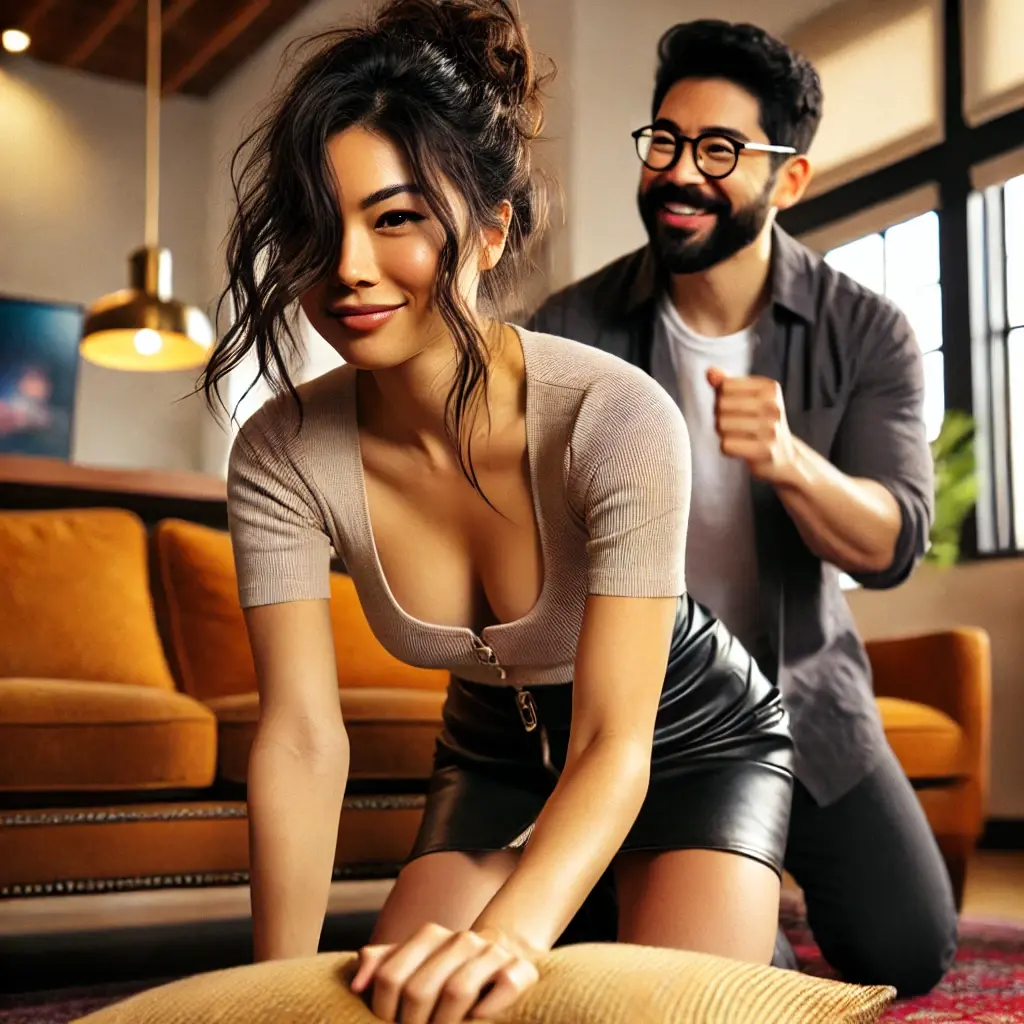 Tony (32) mit Sie (27) auf dem Boden